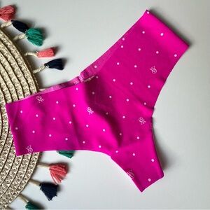 Victoria's Secret No-Show Thong Panty Bali Orchid Dots Small NEW